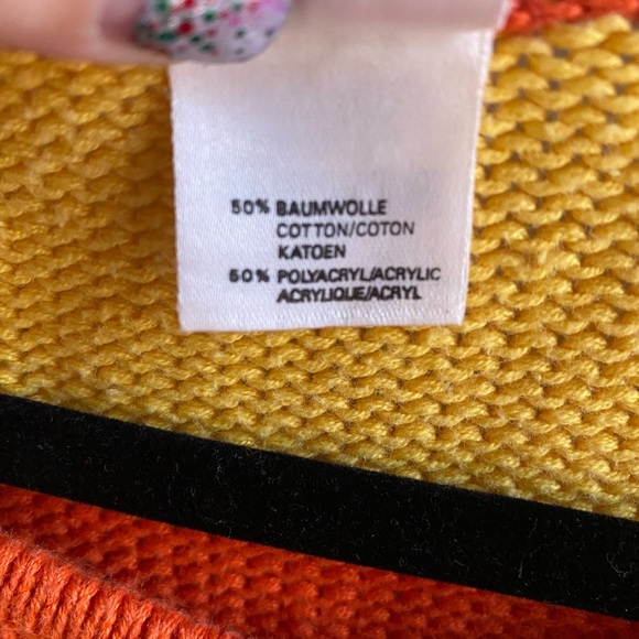 Mondi Vintage Size 38 Sweater Yellow Orange Striped Lemon Design Made In Germany - Picture 4 of 8